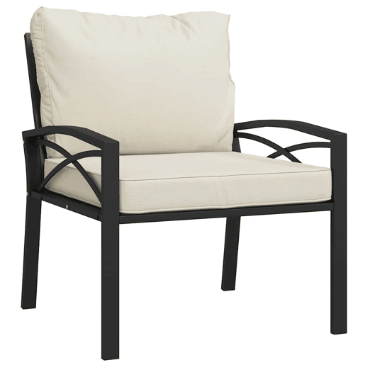 vidaXL Cadeiras de jardim c almofadões cor areia 2 pcs 68x76x79cm aço