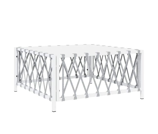 Vidaxl mesa de jardín tela tejida blanco 70x70x34 cm