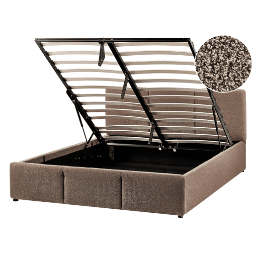 Cama baú Bouclé BOUSSE 140 x 200 cm Taupe