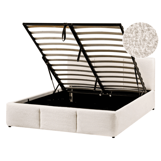 Cama baú Bouclé BOUSSE 140 x 200 cm Branco creme