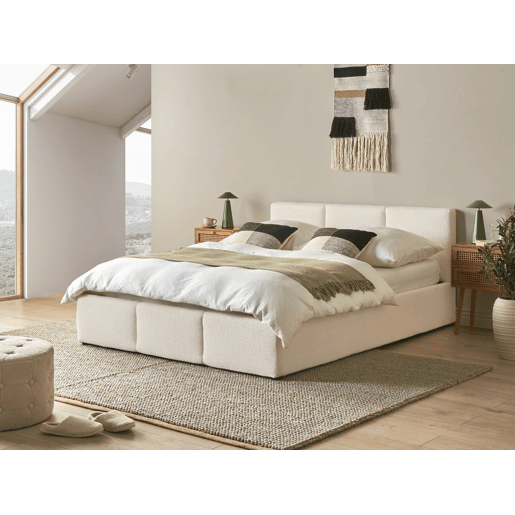 Cama baú Bouclé BOUSSE 140 x 200 cm Branco creme