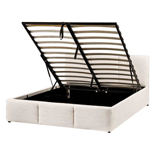 Cama baú Bouclé BOUSSE 140 x 200 cm Branco creme
