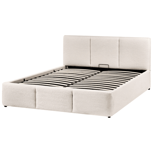 Cama baú Bouclé BOUSSE 140 x 200 cm Branco creme