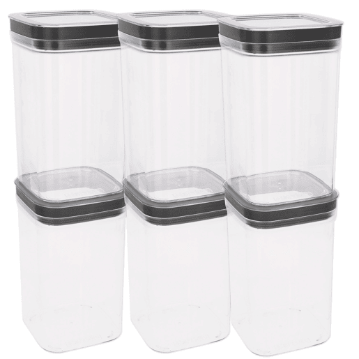 Curver Pack 6 frascos de plástico herméticos multiusos (1,8L)