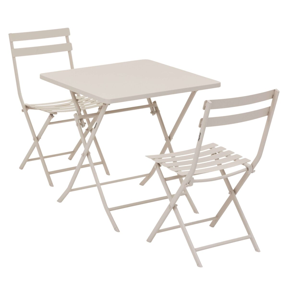 Pack muebles de exterior mesa cuadrada con 2 sillas plegables greensboro jardín color arcilla