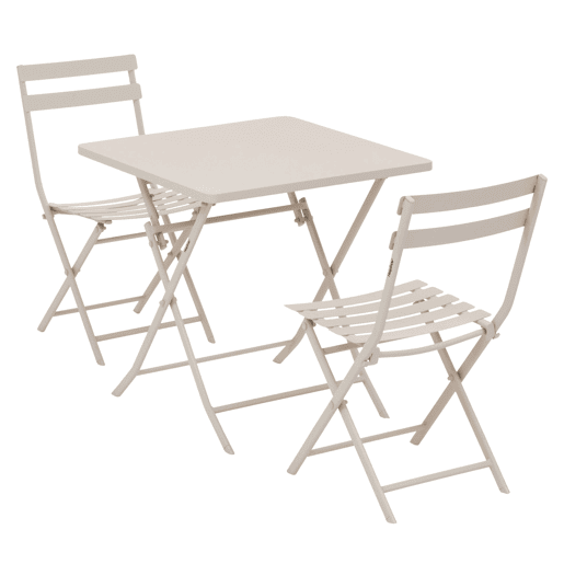 Pacote de móveis para área externa Mesa quadrada com 2 cadeiras dobráveis Greensboro Garden Clay Color