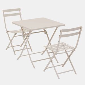 Pacote de móveis para área externa Mesa quadrada com 2 cadeiras dobráveis Greensboro Garden Clay Color