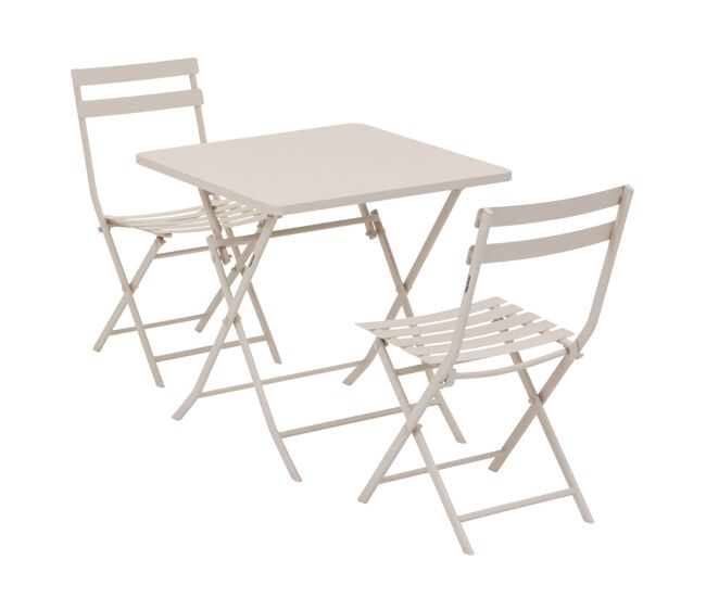 Pack muebles de exterior mesa cuadrada con 2 sillas plegables greensboro jardín color arcilla
