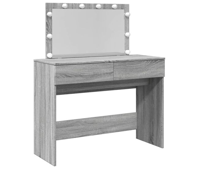 Vidaxl tocador con luces led color gris sonoma 100x40x120 cm