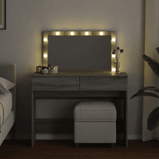 vidaXL Toucador com LEDs 100x40x120 cm sonoma cinza