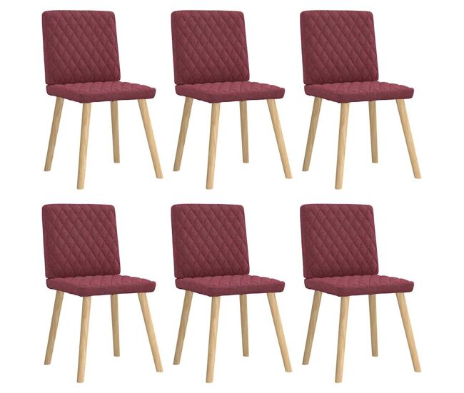 Vidaxl sillas de comedor 6 unidades tela rojo tinto