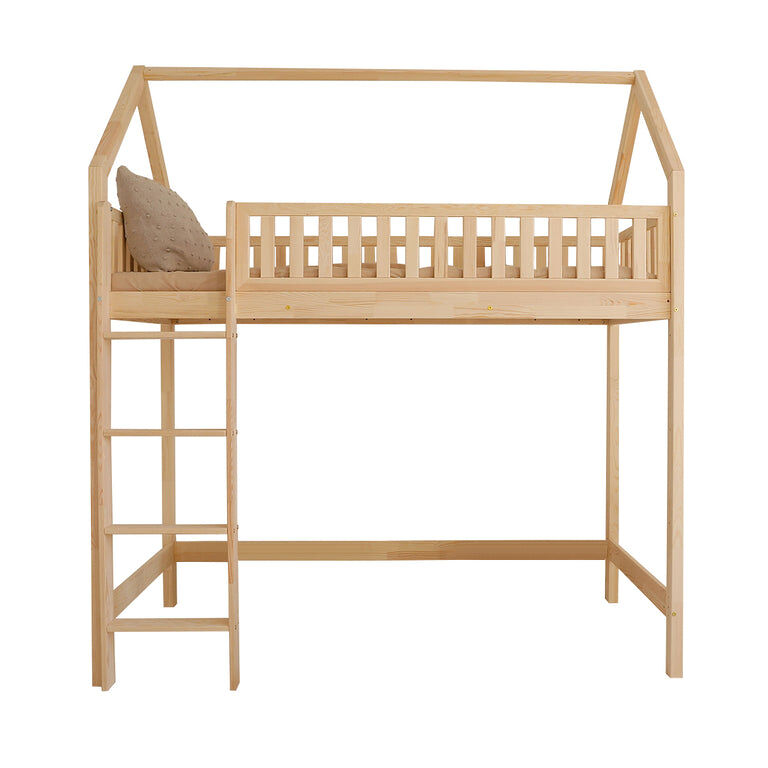Cama cabaña de media altura 90x200 con somier daisy madera