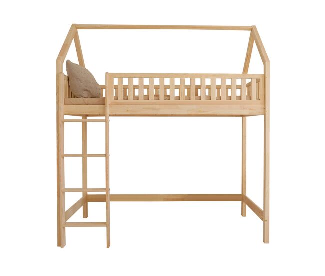 Cama cabaña de media altura 90x200 con somier daisy madera
