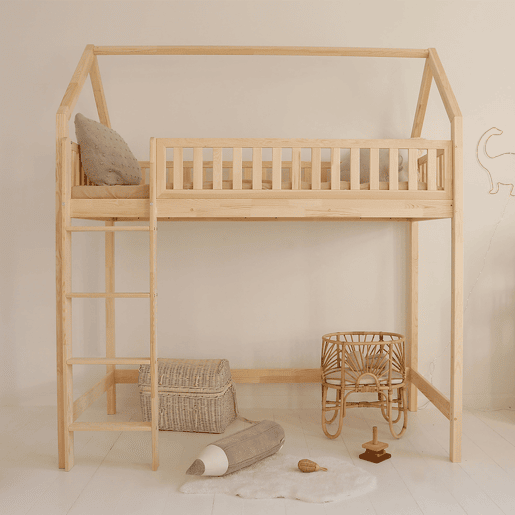 Cama de cabine de meia altura 90x200 com base de ripas incluída Daisy Bois