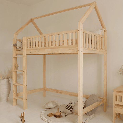 Cama de cabine de meia altura 90x200 com base de ripas incluída Daisy Bois