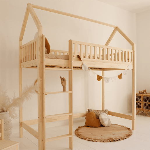 Cama de cabine de meia altura 90x200 com base de ripas incluída Daisy Bois