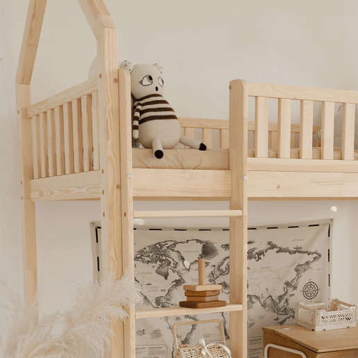 Cama de cabine de meia altura 90x200 com base de ripas incluída Daisy Bois