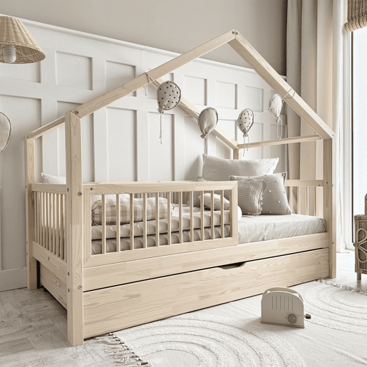 Cama de cabine 90x190 barreira base de ripas e gaveta incluídas Rosalie Bois
