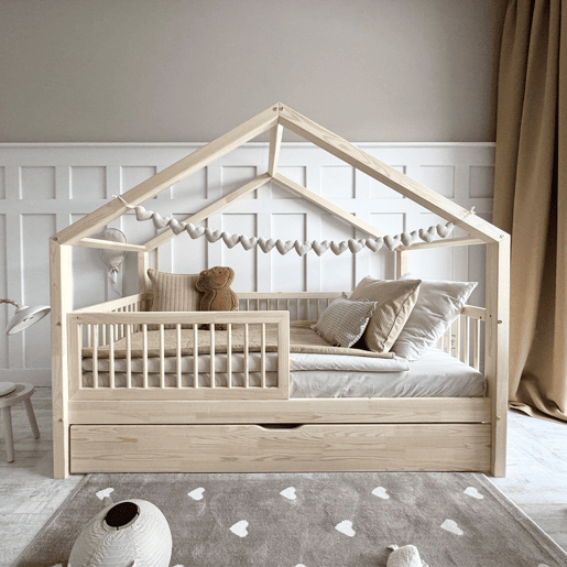 Cama de cabine 90x190 barreira base de ripas e gaveta incluídas Rosalie Bois