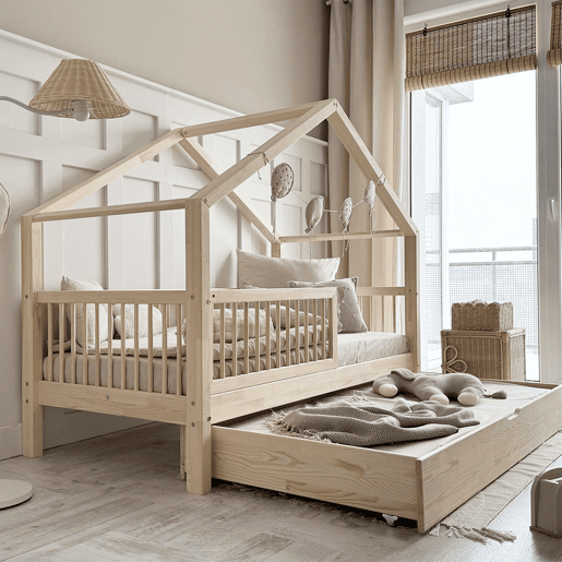 Cama de cabine 90x190 barreira base de ripas e gaveta incluídas Rosalie Bois