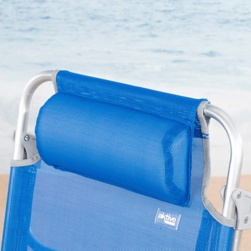 Aktive Pack de 2 cadeiras de praia dobráveis e reclináveis 7 posições azuis calmofada