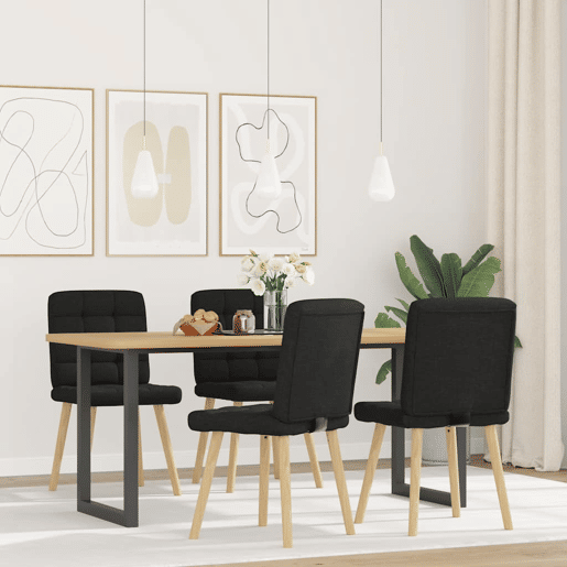 vidaXL Cadeiras de jantar 4 pcs tecido preto vidaXL Cadeiras de jantar 4 pcs tecido preto