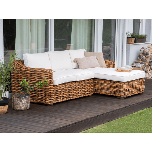 Sofá de jardim de canto 3 lugares BRIATICO à esquerda Rattan Natural