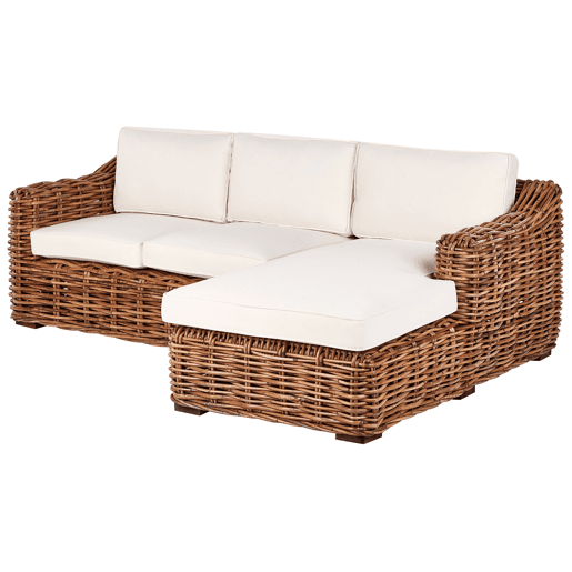 Sofá de jardim de canto 3 lugares BRIATICO à esquerda Rattan Natural