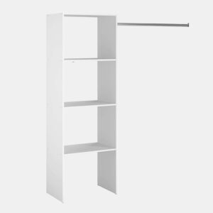 Camarim modular aberto personalizado para quarto em branco inclui módulo B com 3 prateleiras e barra suspensa 160x180 cm
