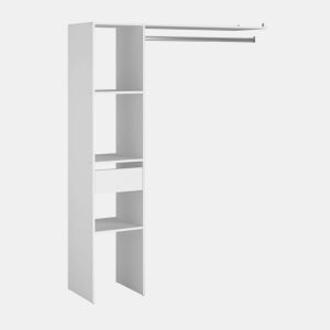 Camarim modular aberto personalizado para quarto em branco inclui módulo C com 3 prateleiras, 1 gaveta e barra 138x180 cm
