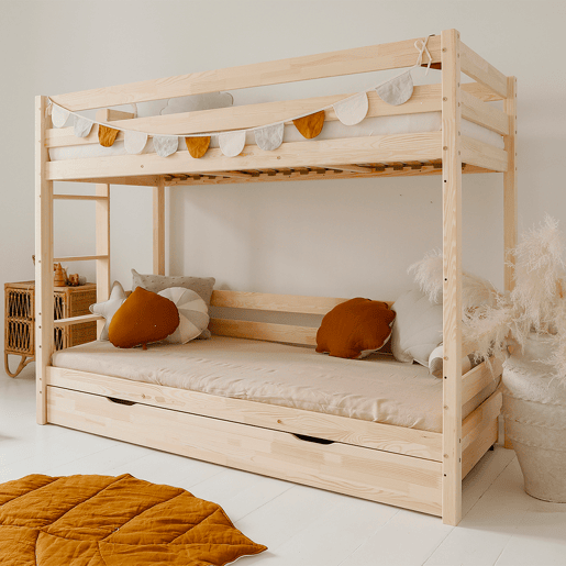Beliche 90x200 com bases de ripas e gaveta incluídas Anaëlle Bois