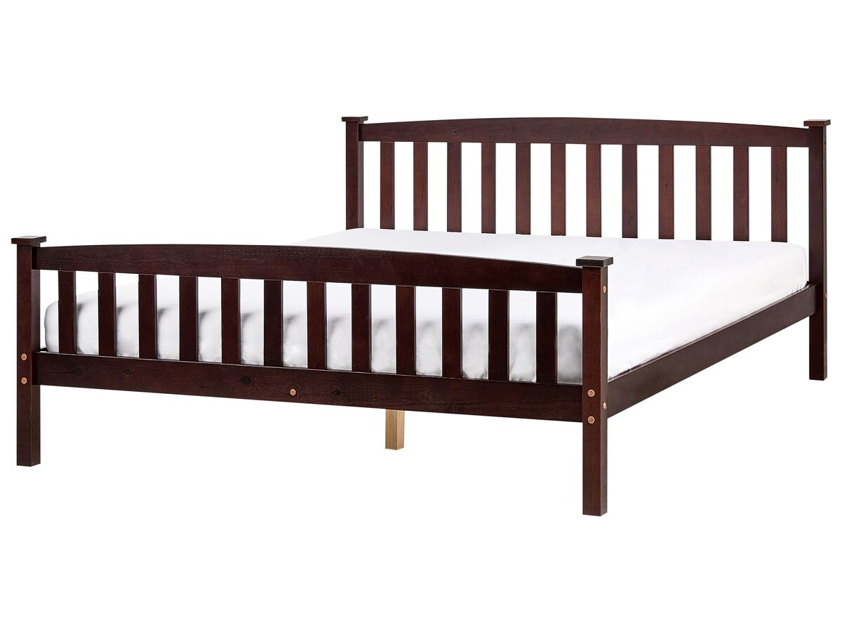 Beliani Cama Madera de pino GIVERNY 169x208 Marrón