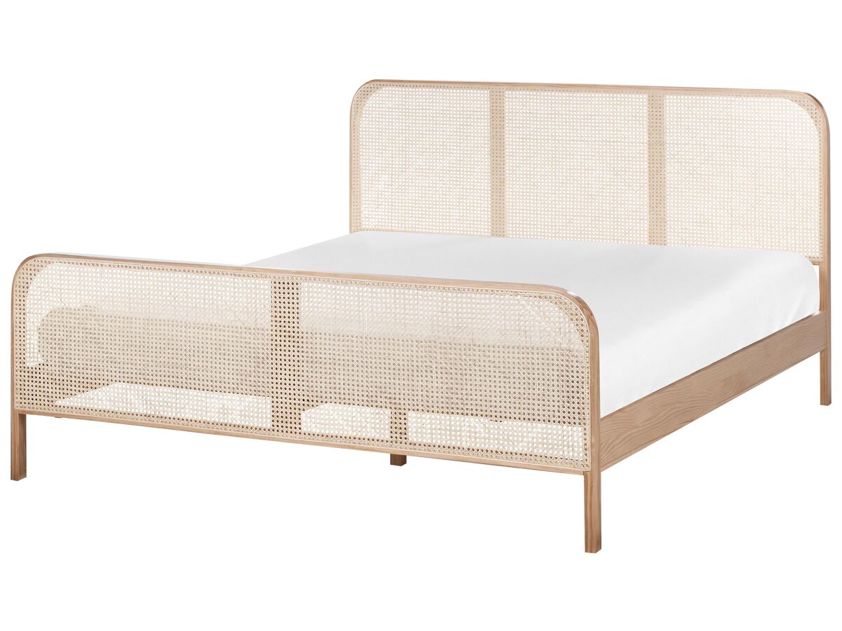 Beliani Cama Madera de pino GONFARON 186x209 Marrón Claro