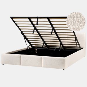 Cama baú Bouclé BOUSSE 180 x 200 cm Branco creme