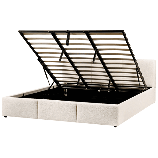 Cama baú Bouclé BOUSSE 180 x 200 cm Branco creme