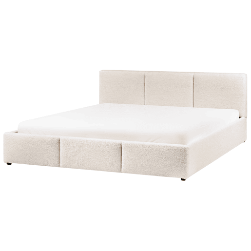 Cama baú Bouclé BOUSSE 180 x 200 cm Branco creme