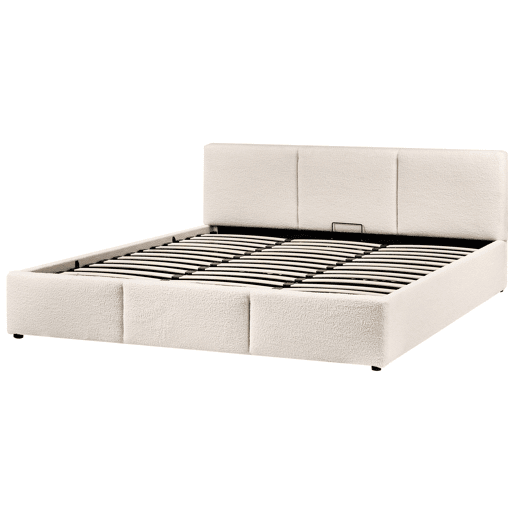 Cama baú Bouclé BOUSSE 180 x 200 cm Branco creme