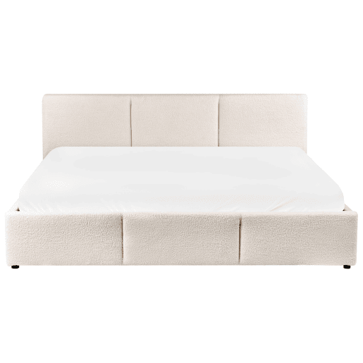 Cama baú Bouclé BOUSSE 180 x 200 cm Branco creme