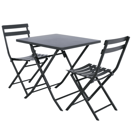 Mesa dobrável de móveis para exterior Greensboro + 2 cadeiras de terraço de jardim estilo contemporâneo cor cinza
