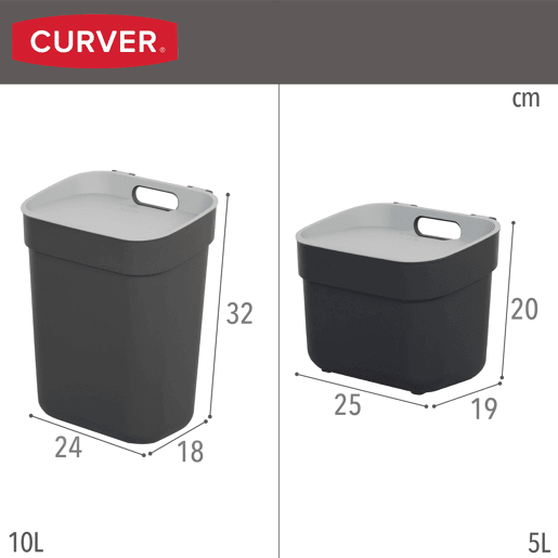 Curver Pack 4 contentores de reciclagem Ready To Collect (30L + 20L + 10L + 5L) cinzento
