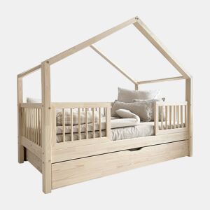Cama de cabine 90x190 barreiras base de ripas e gaveta incluídas Rosalie Bois
