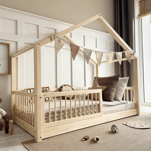 Cama de cabine 90x190 barreira e base de ripas incluídas com pés de 1 cm Rosalie Bois