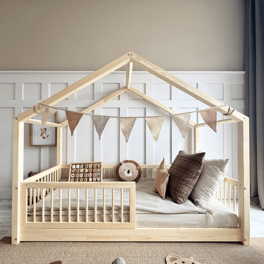 Cama de cabine 90x190 barreira e base de ripas incluídas com pés de 1 cm Rosalie Bois