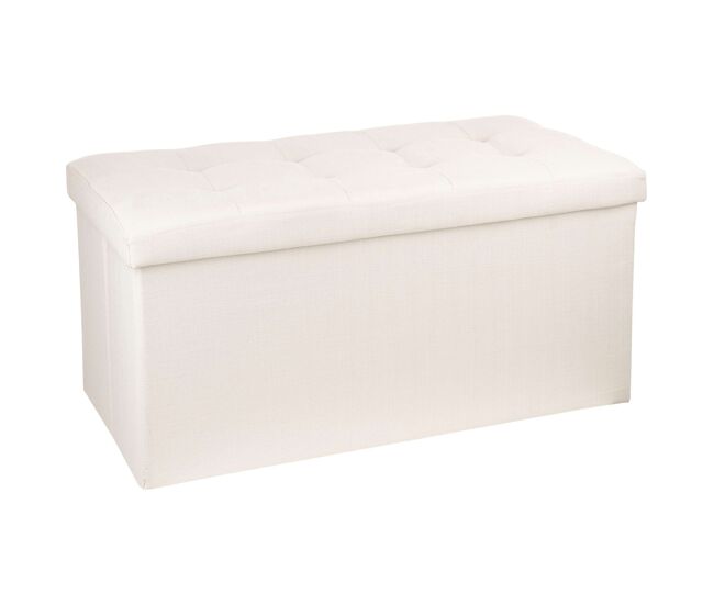 Puf plegable doble lysandre estilo contemporáneo en terciopelo color beige con tapa 76x38 cm