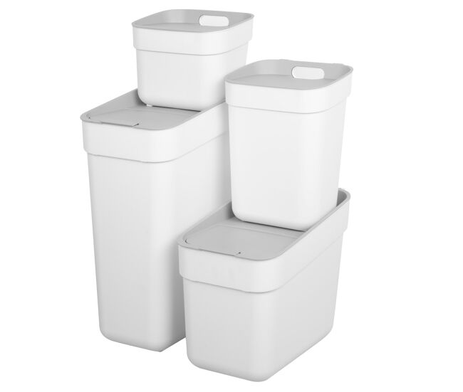 Curver pack 4 cubos de reciclaje ready to collect (30l + 20l + 10l + 5l) blanco
