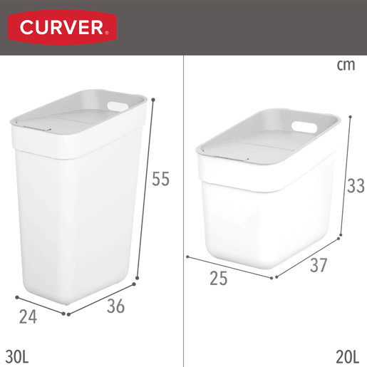 Curver Pack 4 contentores de reciclagem Ready To Collect (30L + 20L + 10L + 5L) branco