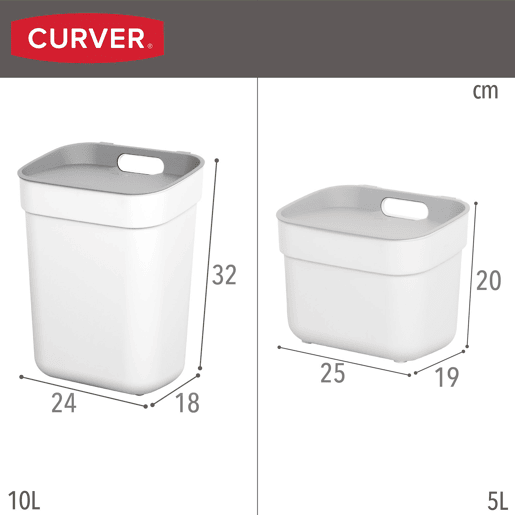 Curver Pack 4 contentores de reciclagem Ready To Collect (30L + 20L + 10L + 5L) branco
