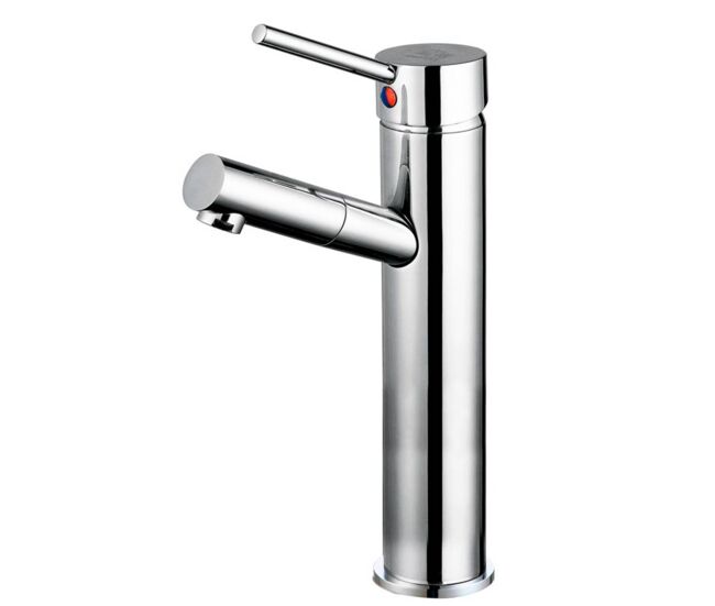 Grifo de lavabo alto para baño loira latón con set de fijación color cromado