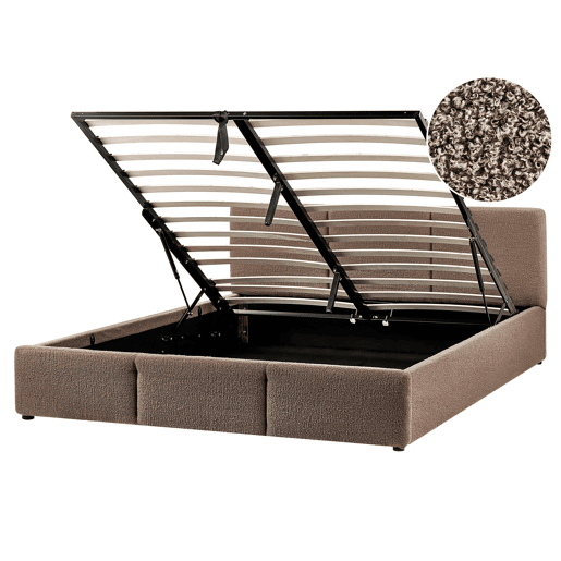 Cama baú Bouclé BOUSSE 160 x 200 cm Taupe