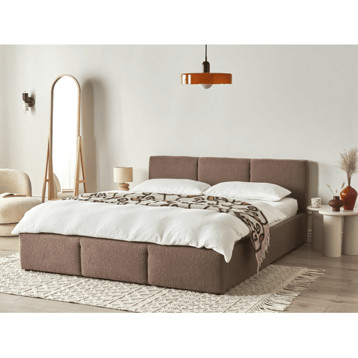 Cama baú Bouclé BOUSSE 160 x 200 cm Taupe